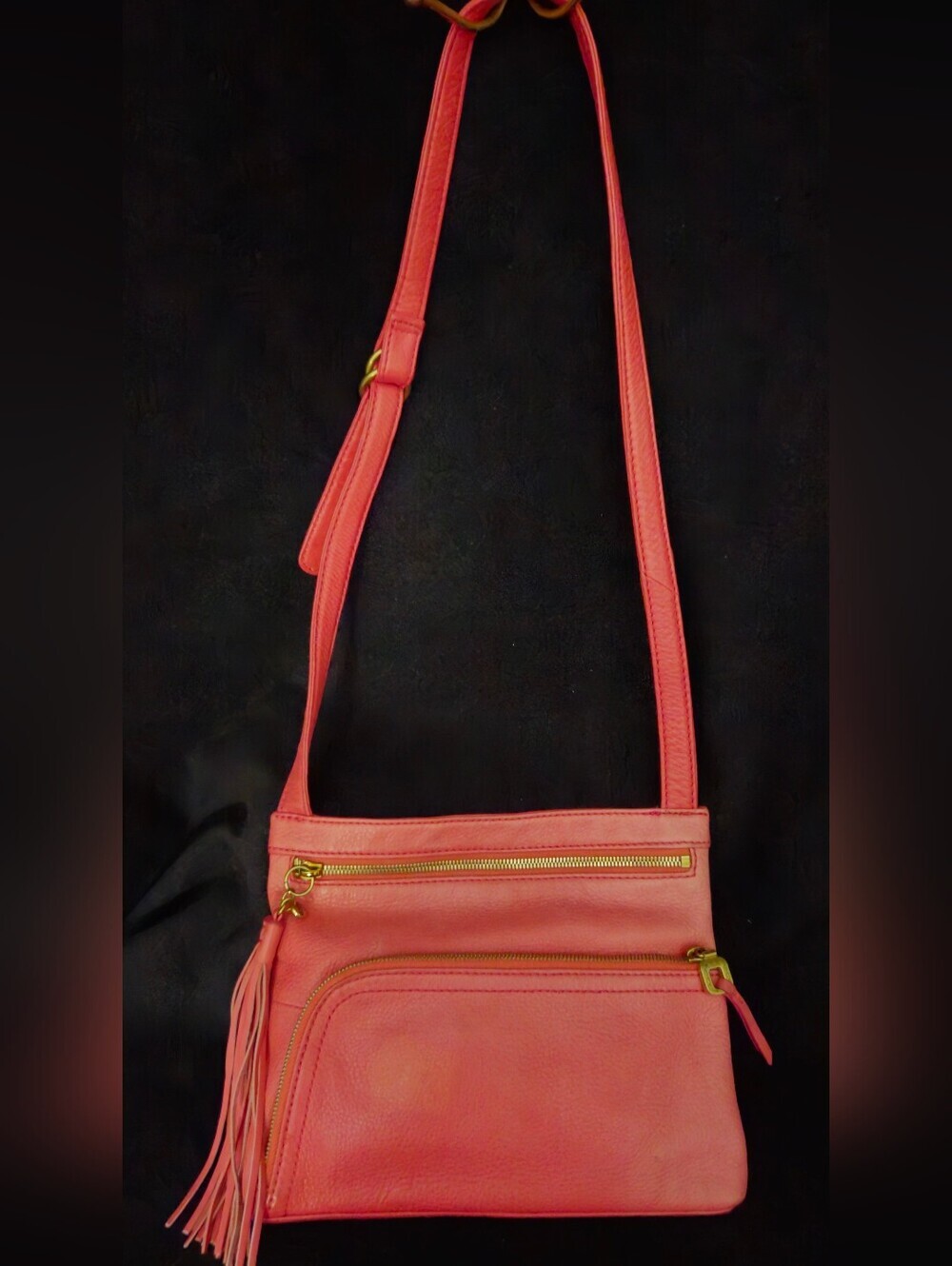 HOBO Cassie Coral Leather Crossbody with Fringe Tassel Hangtag - Picture 5 of 13